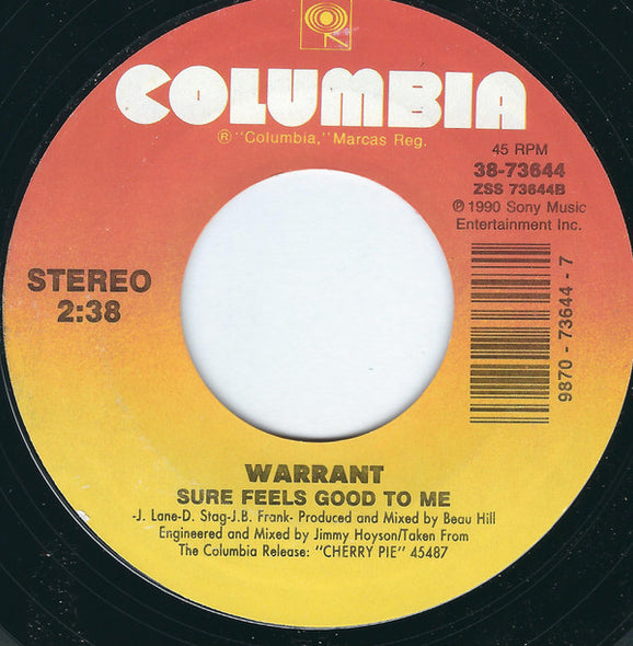 Warrant : Uncle Tom's Cabin / Sure Feels Good To Me (7", Single, Styrene, Car)