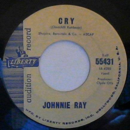 Johnnie Ray : Cry / Scotch And Soda (7", Single, Promo, Mon)