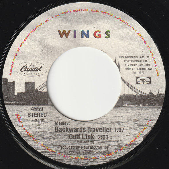 Wings (2) : With A Little Luck (7", Single, Win)