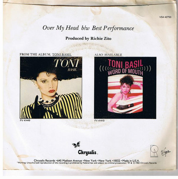 Toni Basil : Over My Head (7", Single)