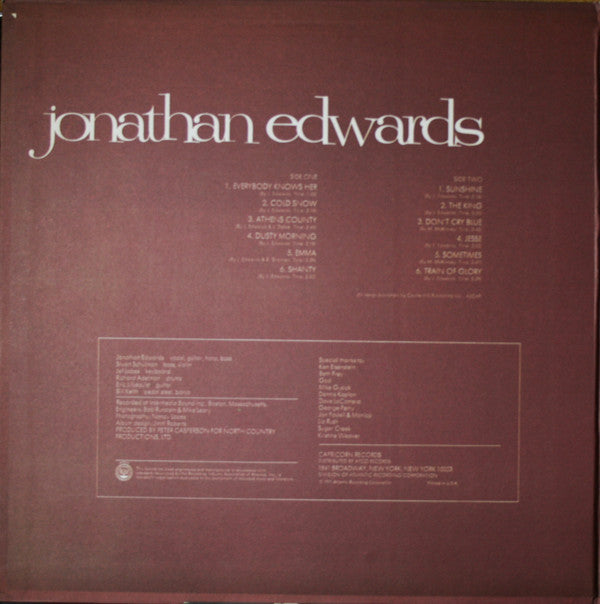 Jonathan Edwards (2) : Jonathan Edwards (LP, Album, RI )