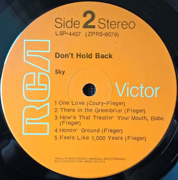 Sky (20) : Don't Hold Back (LP, Album)