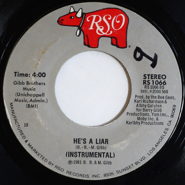 Bee Gees : He's A Liar (7", Single, Styrene, 19)