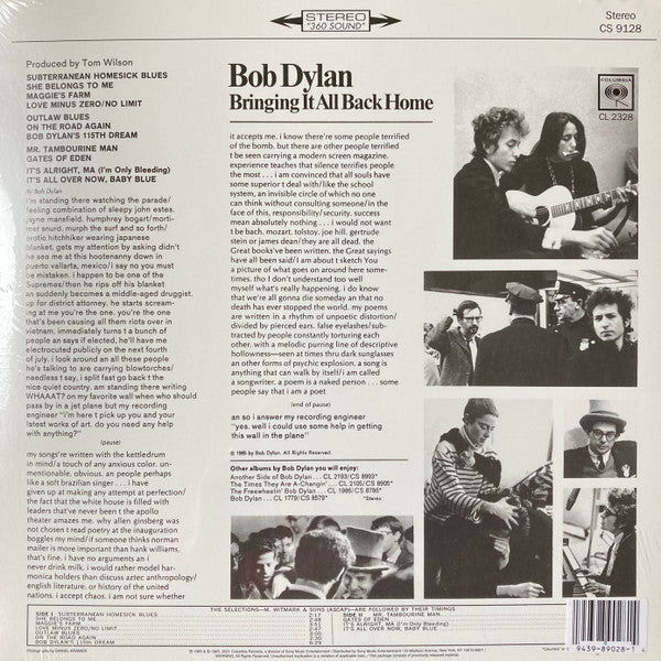 Bob Dylan : Bringing It All Back Home (LP,Album,Reissue,Stereo)