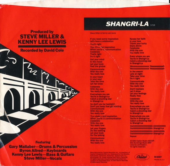 Steve Miller Band : Shangri-La (7", Single)