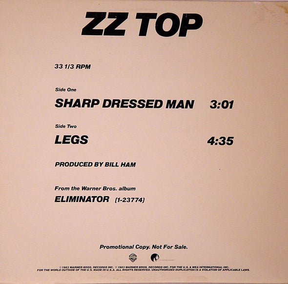 ZZ Top : Sharp Dressed Man / Legs (12", Promo)