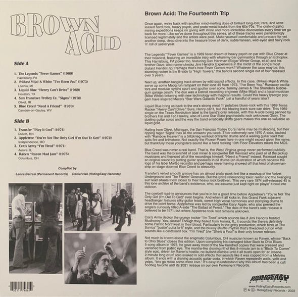 Various : Brown Acid: The Fourteenth Trip (Heavy Rock From The Underground Comedown) (LP, Comp)