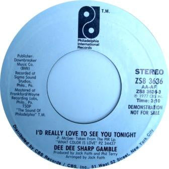 Dee Dee Sharp Gamble : I'd Really Love To See You Tonight (7", Promo)