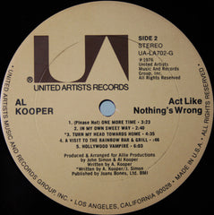Al Kooper : Act Like Nothing's Wrong (LP, Album, Ter)