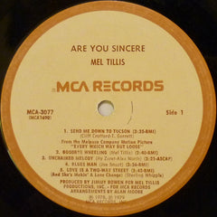 Mel Tillis : Are You Sincere (LP, Album, Pin)