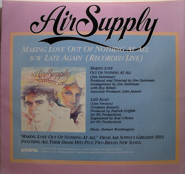 Air Supply : Making Love Out Of Nothing At All (7", Single, Spe)