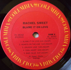 Rachel Sweet : Blame It On Love (LP, Album, Ter)