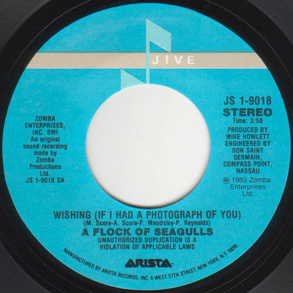 A Flock Of Seagulls : Wishing (If I Had A Photograph Of You) (7", Single, Styrene, Ind)
