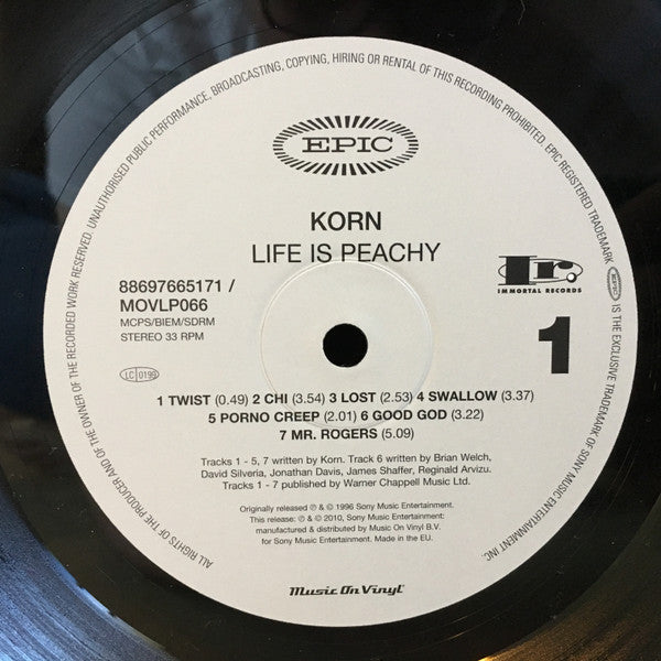 Korn : Life Is Peachy (LP, Album, RE, RP, 180)