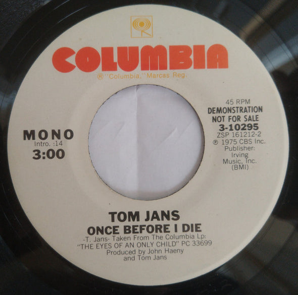 Tom Jans : Once Before I Die (7", Promo)