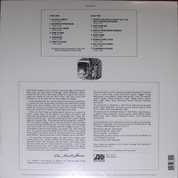 John Prine : John Prine (LP, Album, Ltd, RE, Cry)