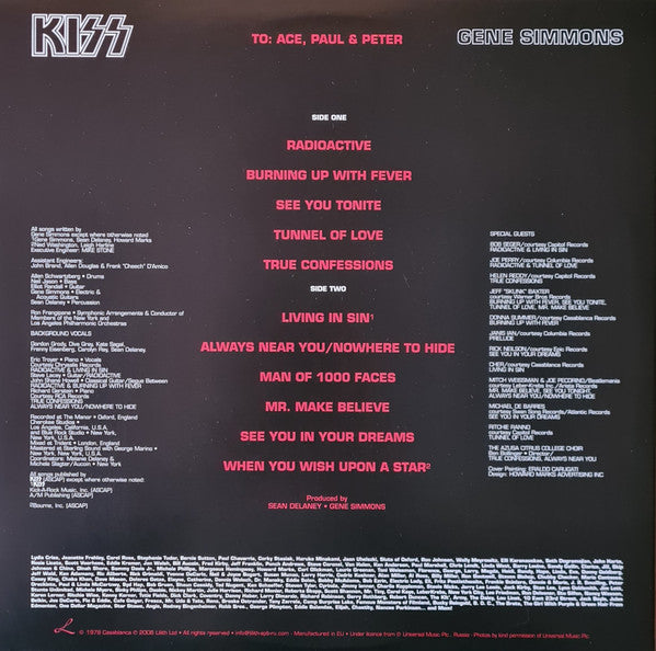 Kiss, Gene Simmons : Gene Simmons (LP, Album, Pic, RE, 180)