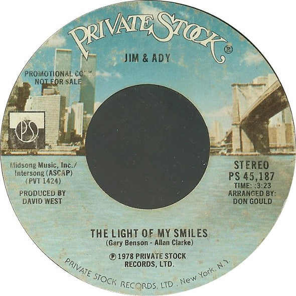 Jim & Ady : The Light Of My Smiles (7", Mono, Promo)