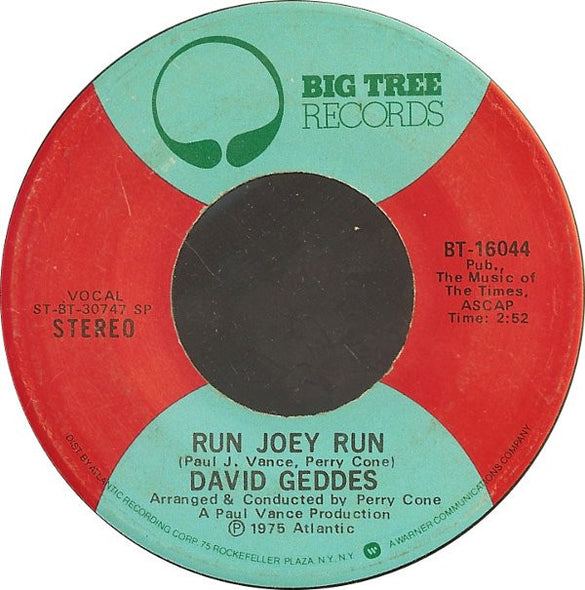 David Geddes : Run Joey Run (7", Single, SP )