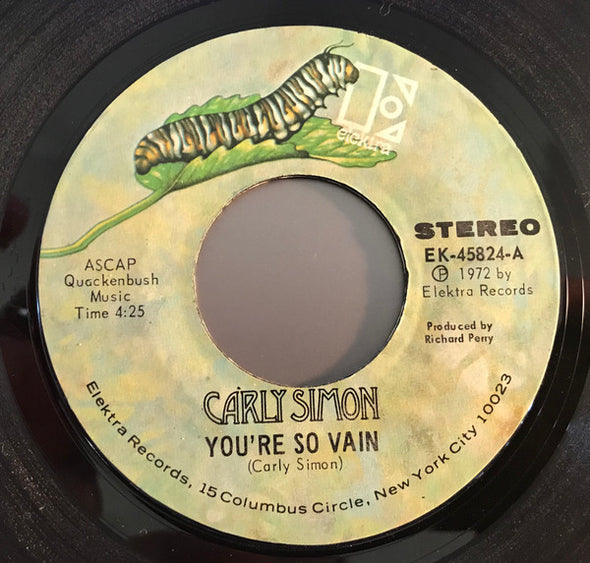 Carly Simon : You're So Vain (7", Single, PRC)