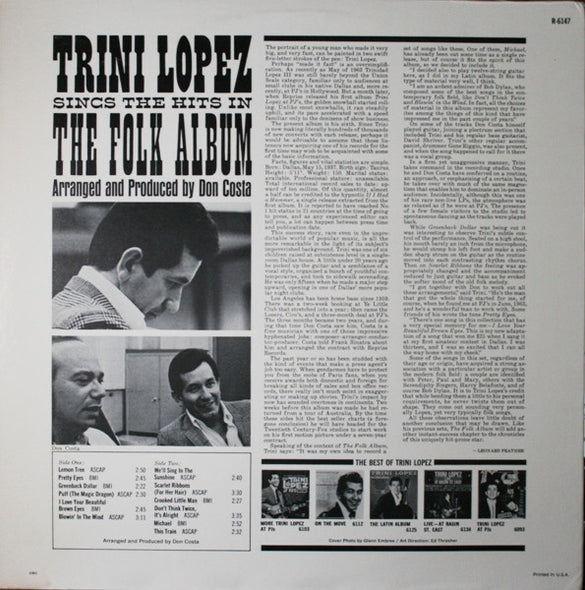 Trini Lopez : The Folk Album (LP, Album, Mono, Ter)