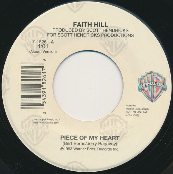 Faith Hill : Piece Of My Heart (7", Single)