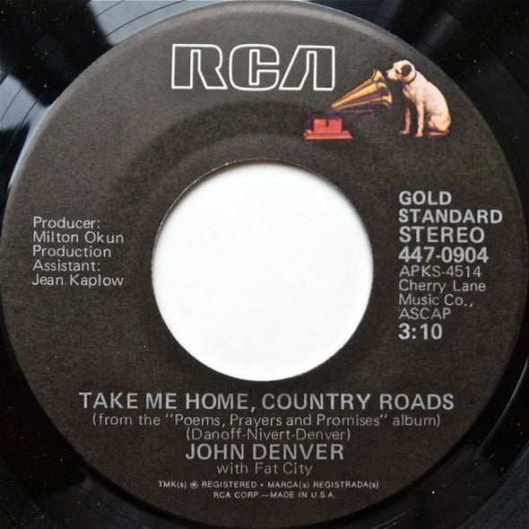 John Denver With Fat City : Take Me Home, Country Roads (7", Single, RE)