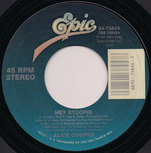 Alice Cooper (2) : Hey Stoopid (7", Single, Styrene)