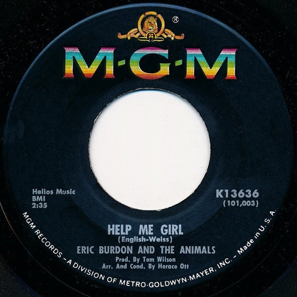 Eric Burdon And The Animals* : Help Me Girl (7", Single)