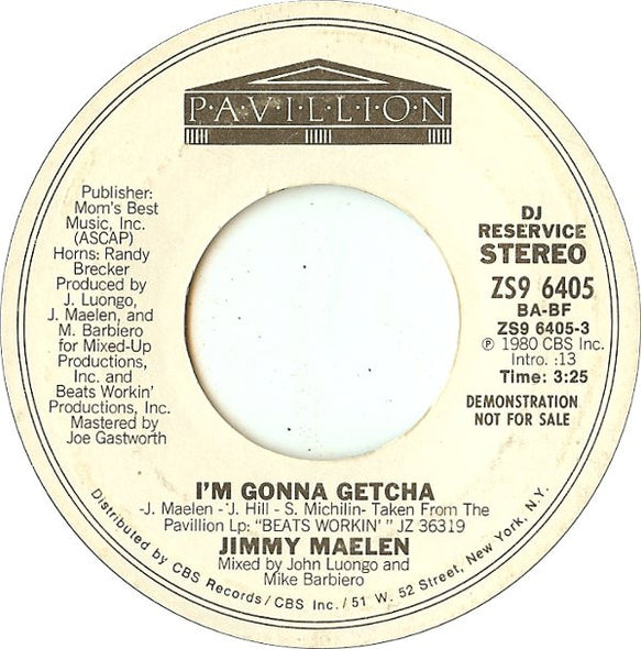 Jimmy Maelen : I'm Gonna Getcha (7", Promo)