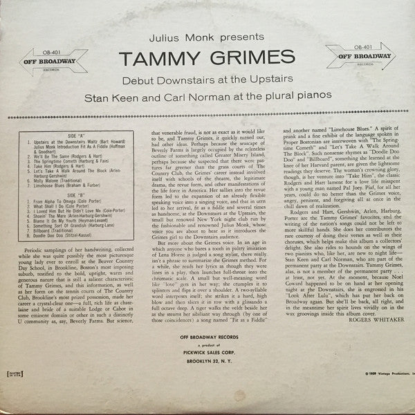 Tammy Grimes : Tammy Grimes (LP, Album, Mono)