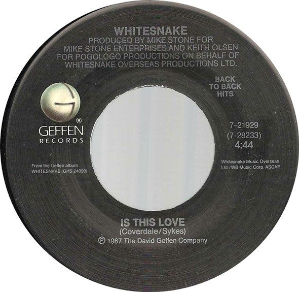 Whitesnake : Here I Go Again / Is This Love (7", RE)