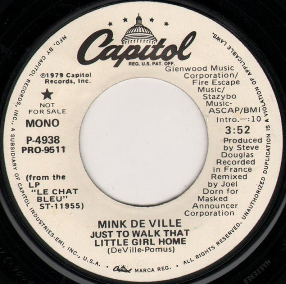 Mink DeVille : Just To Walk That Little Girl  Home (7", Mono, Promo)