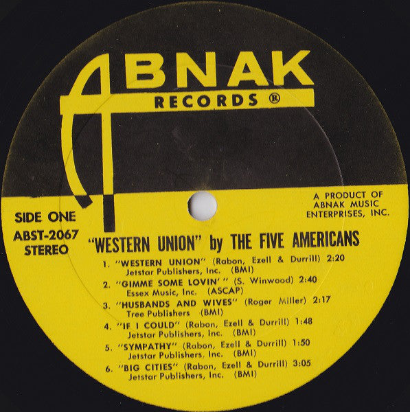 The Five Americans : Western Union / Sound Of Love (LP, Album)