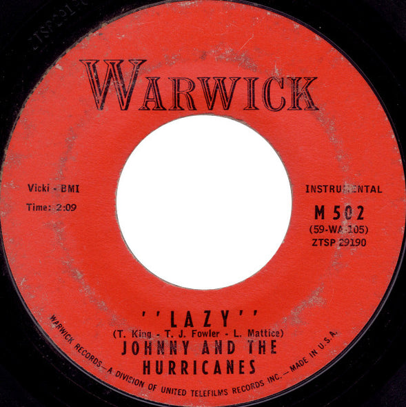 Johnny And The Hurricanes : Crossfire / Lazy (7", Single, Styrene, Bri)