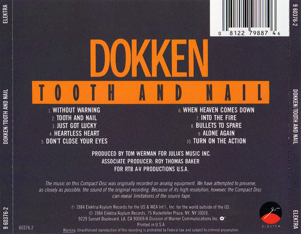 Dokken : Tooth And Nail (CD, Album, RE, RP)