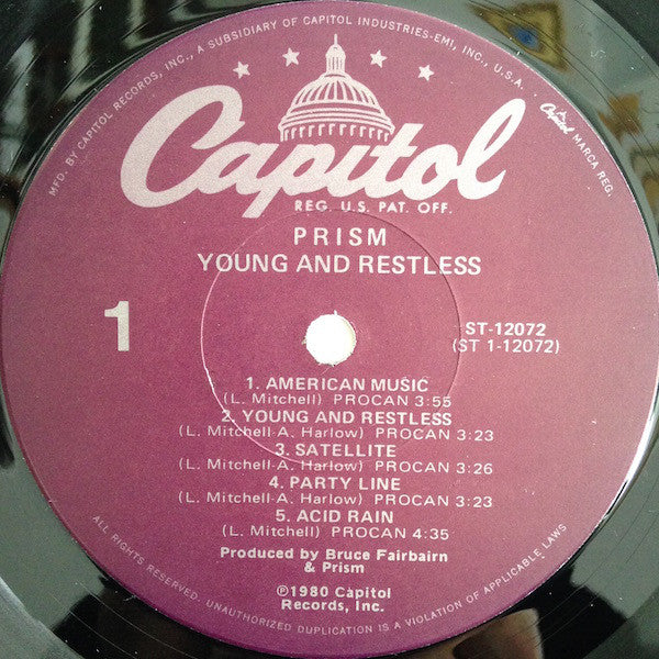Prism (7) : Young And Restless (LP, Album, Los)