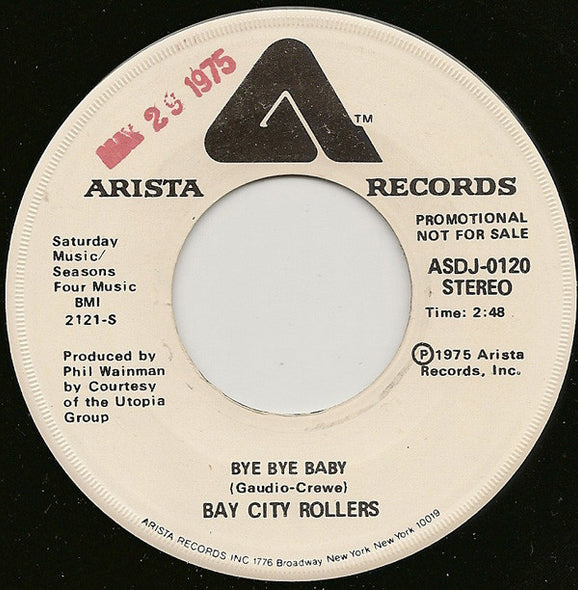 Bay City Rollers : Bye Bye Baby (7", Single, Mono, Promo)