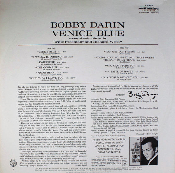 Bobby Darin : Venice Blue (LP)