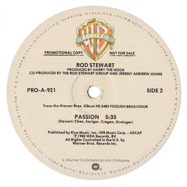 Rod Stewart : Passion (12", Promo)