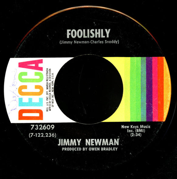 Jimmy Newman* : Foolishly / Louisiana Dirty Rice (7", Single)