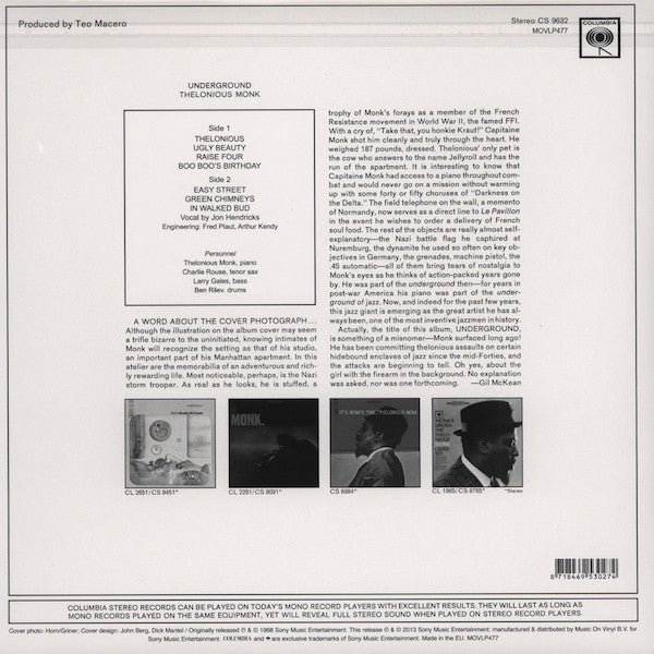 Thelonious Monk : Underground (LP, Album, RE, RM, 180)