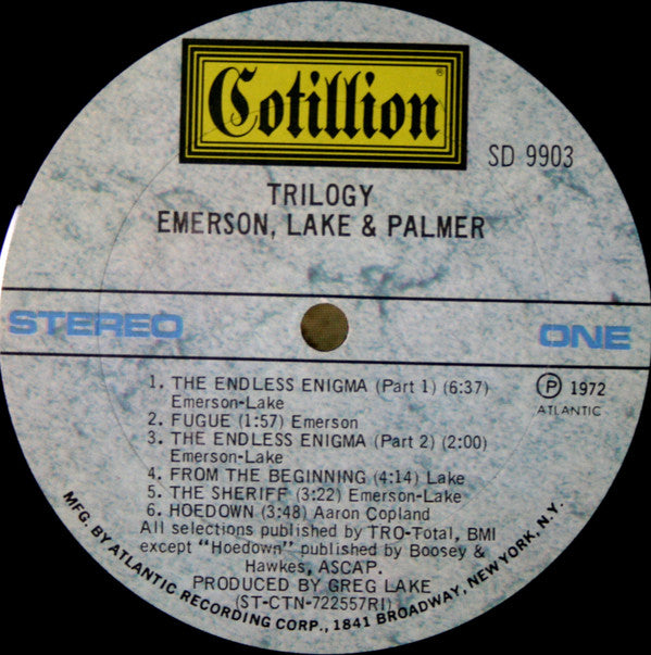 Emerson, Lake & Palmer : Trilogy (LP, Album, RI )