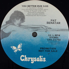 Pat Benatar : You Better Run (12", Promo)