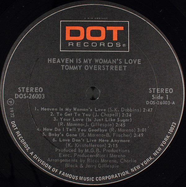 Tommy Overstreet : Heaven Is My Woman's Love (LP, Album)