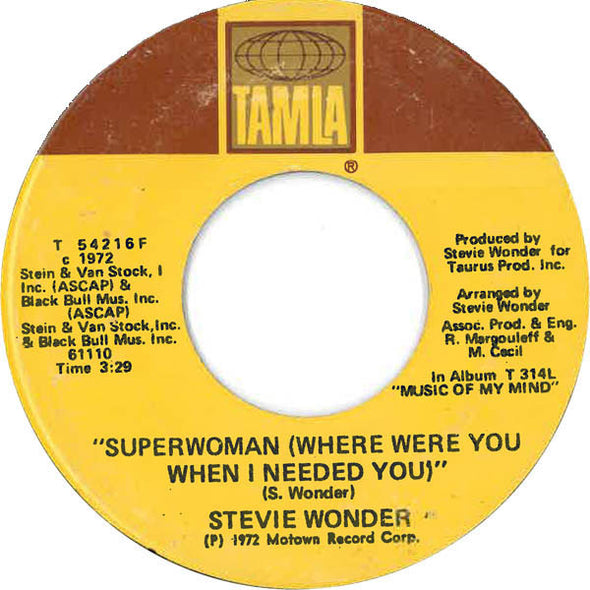 Stevie Wonder : Superwoman (Where Were You When I Needed You) (7", Single)