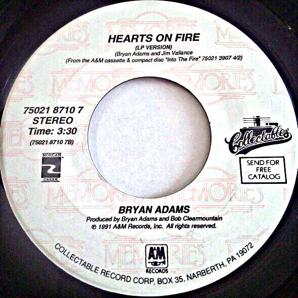 Bryan Adams : (Everything I Do) I Do It For You / Hearts On Fire (7")