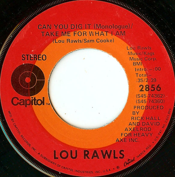 Lou Rawls : Bring It On Home (7", Los)