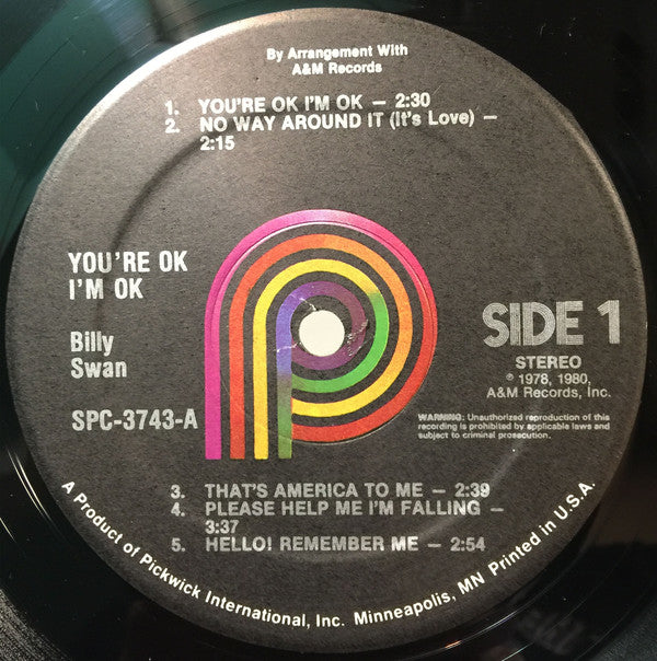 Billy Swan : You're Ok, I'm Ok (LP, Album)
