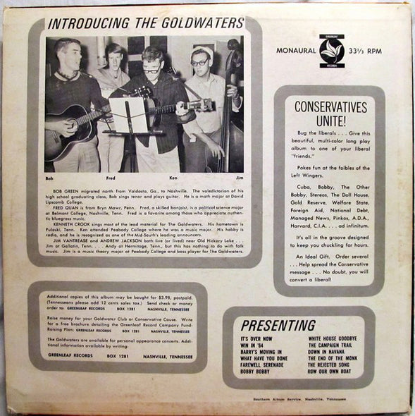 The Goldwaters : Sing Folk Songs To Bug The Liberals (LP, Album, Mono)